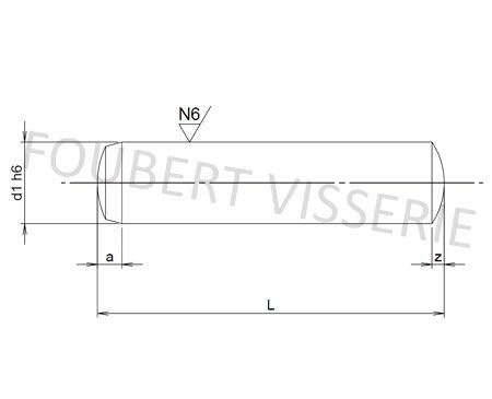 Plan-Goupille-cylindrique-trempee-rectifiee-h6-din6325-iso8734